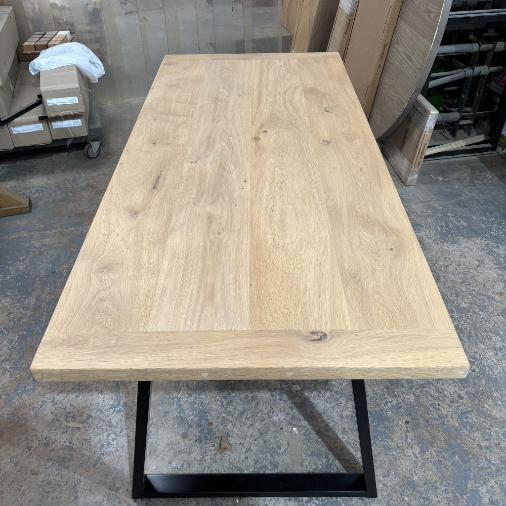 Outlet - Solid Oak Boscobel top 200cm x 90cm - Choice of legs - Stained in Mist