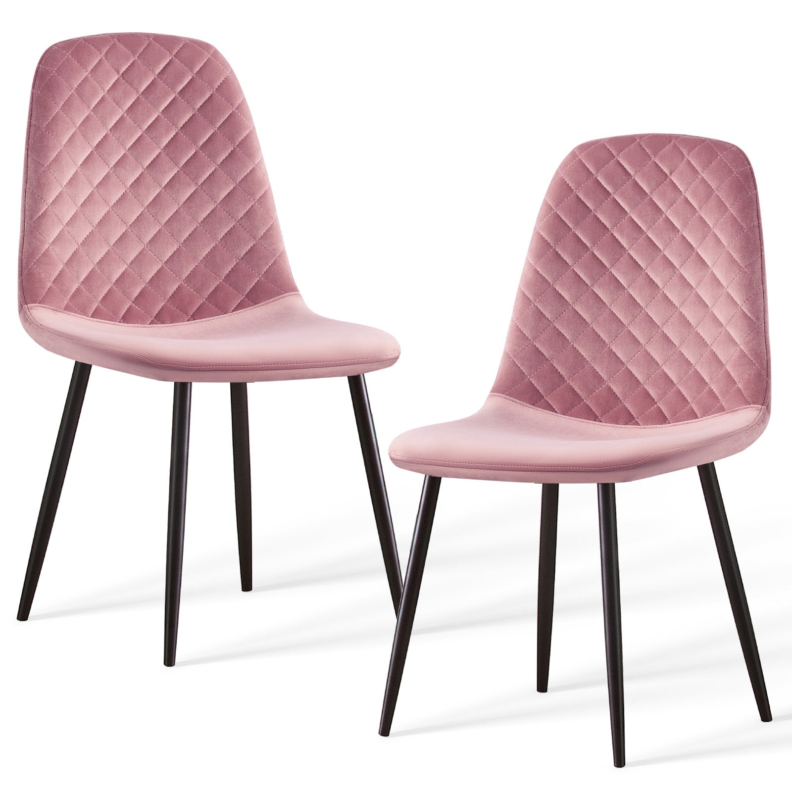 Caradoc dining chairs - Faux leather / Velvet - Set of Two
