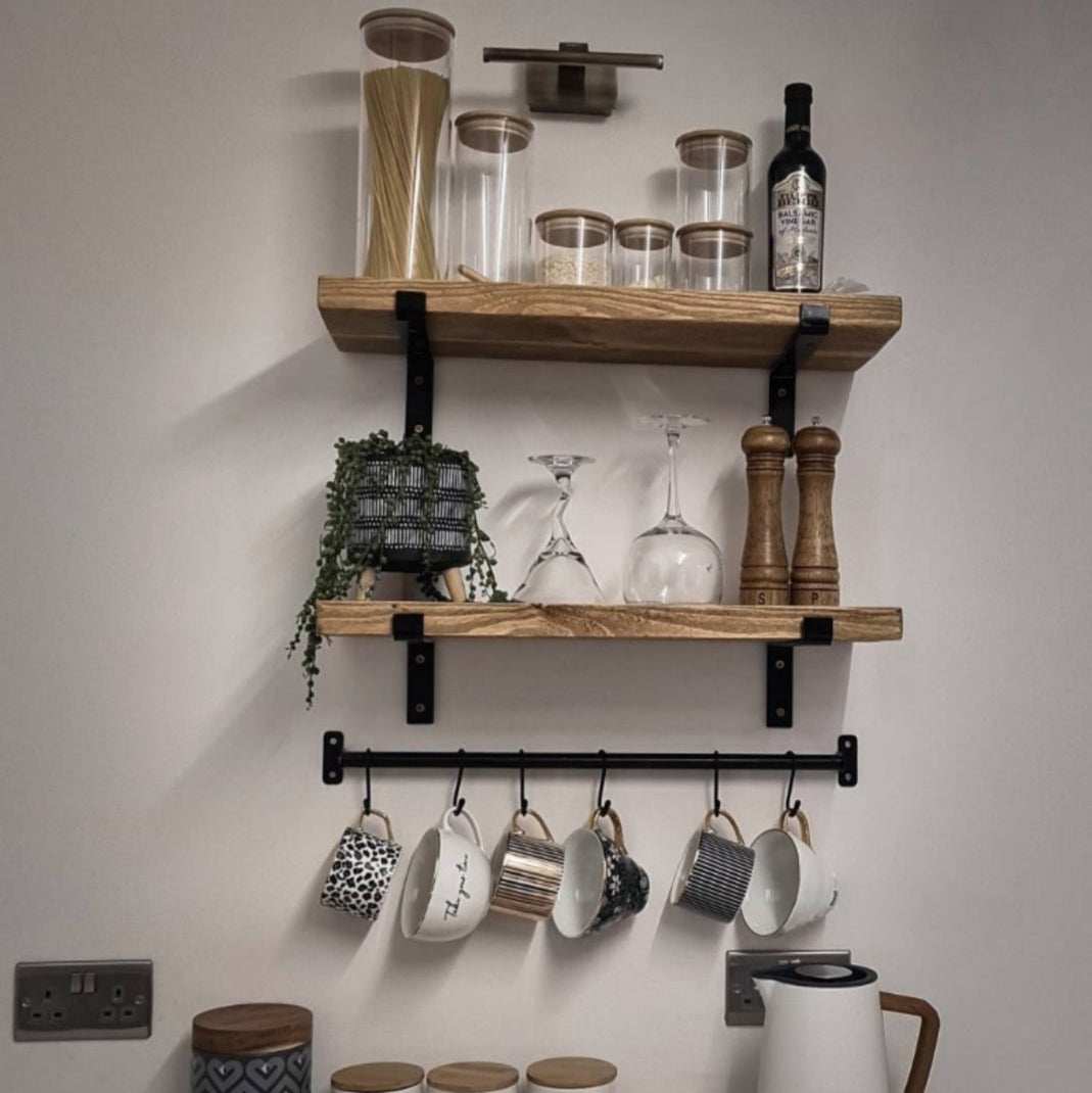 Pair of Rustic Wooden Shelves handcrafted in the UK Shelves masterplank-shop