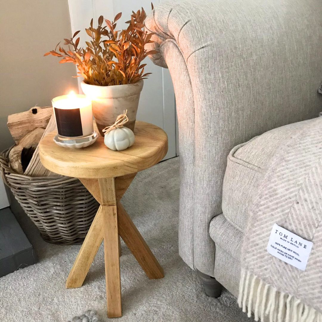 Rustic Wooden side table - Crossed leg table - Boston side table Masterplank UK
