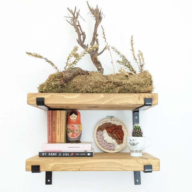 Pair of Rustic Wooden Shelves handcrafted in the UK Shelves masterplank-shop