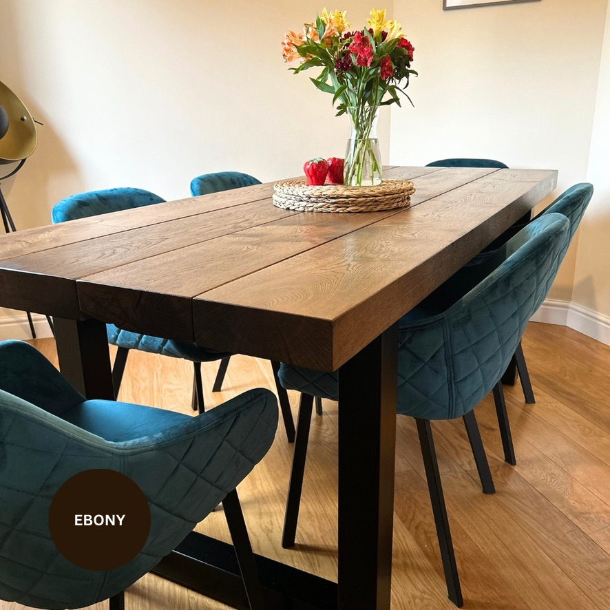 Chunky Solid Oak Dining Table and Bench set Masterplank