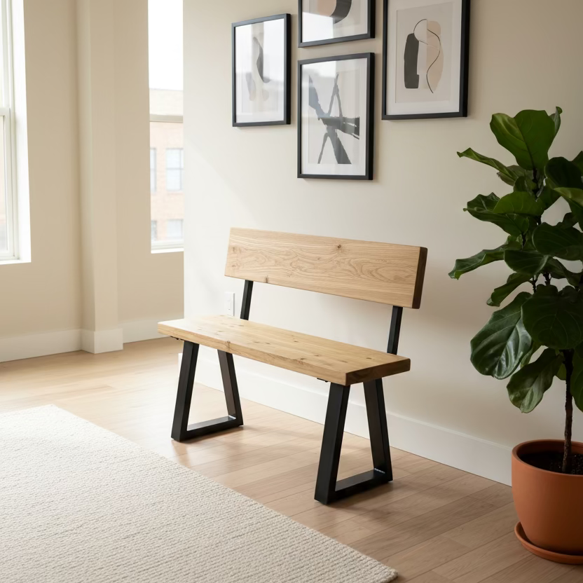 Rustic Dining Bench - With Back Rest