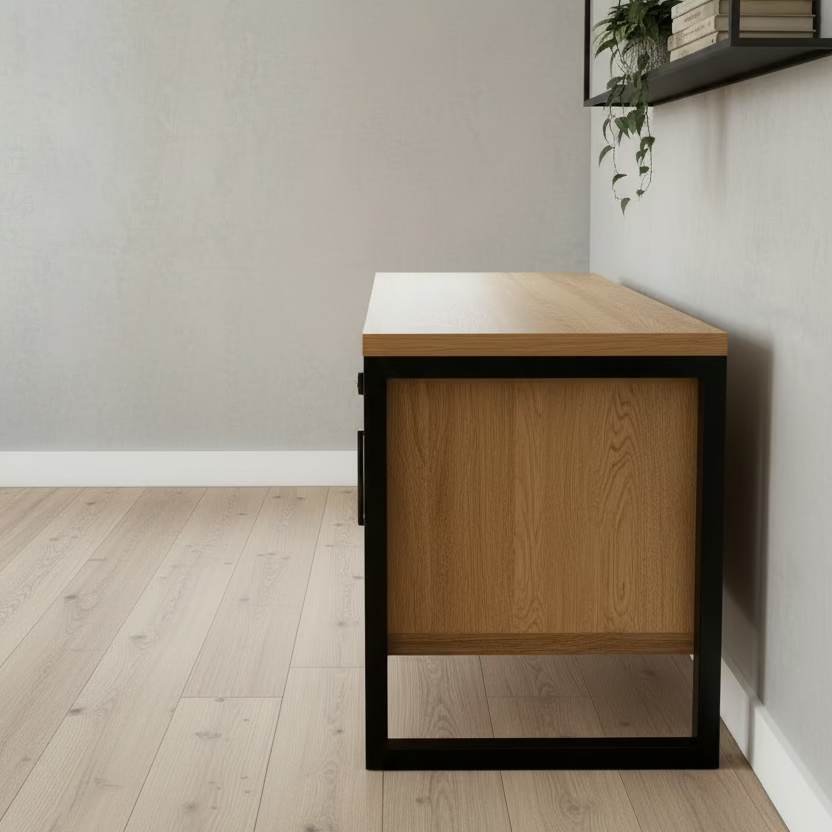 Solid Oak Dranter Desk - Box frame legs