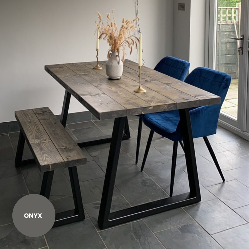 Rustic Dining Table - Thick Trapeze Legs