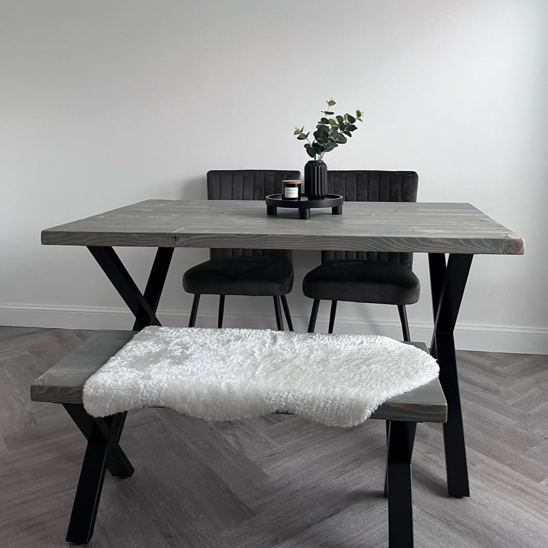 Rustic Dining Table Set - Cross Frame Tables masterplank-shop