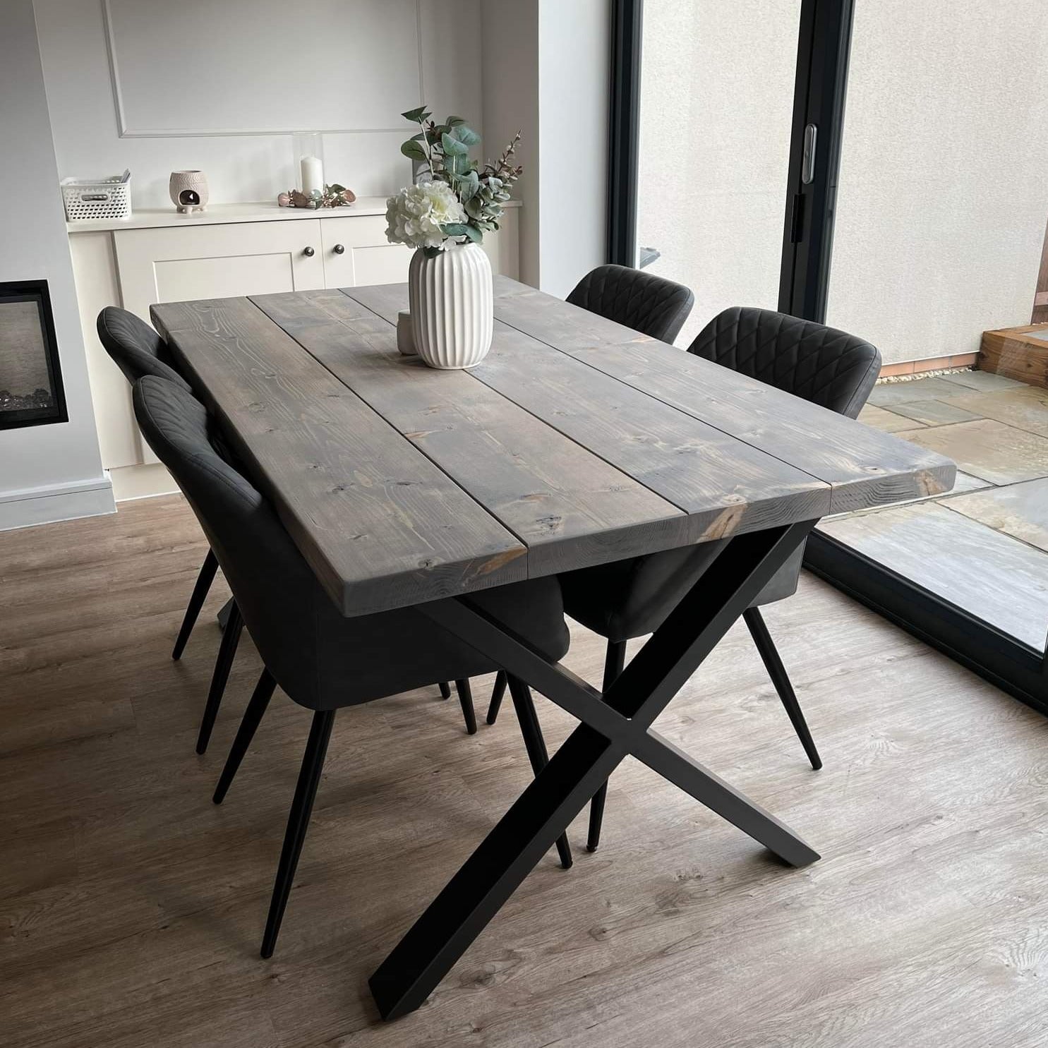 Rustic Dining Table Set - Cross Frame Tables masterplank-shop