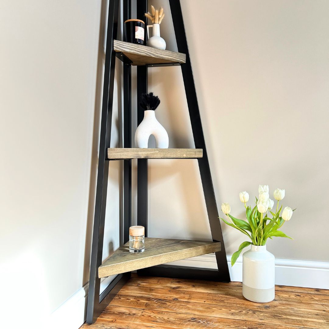 Rustic Wooden Corner Unit/Shelving handcrafted in the UK Shelving Masterplank UK