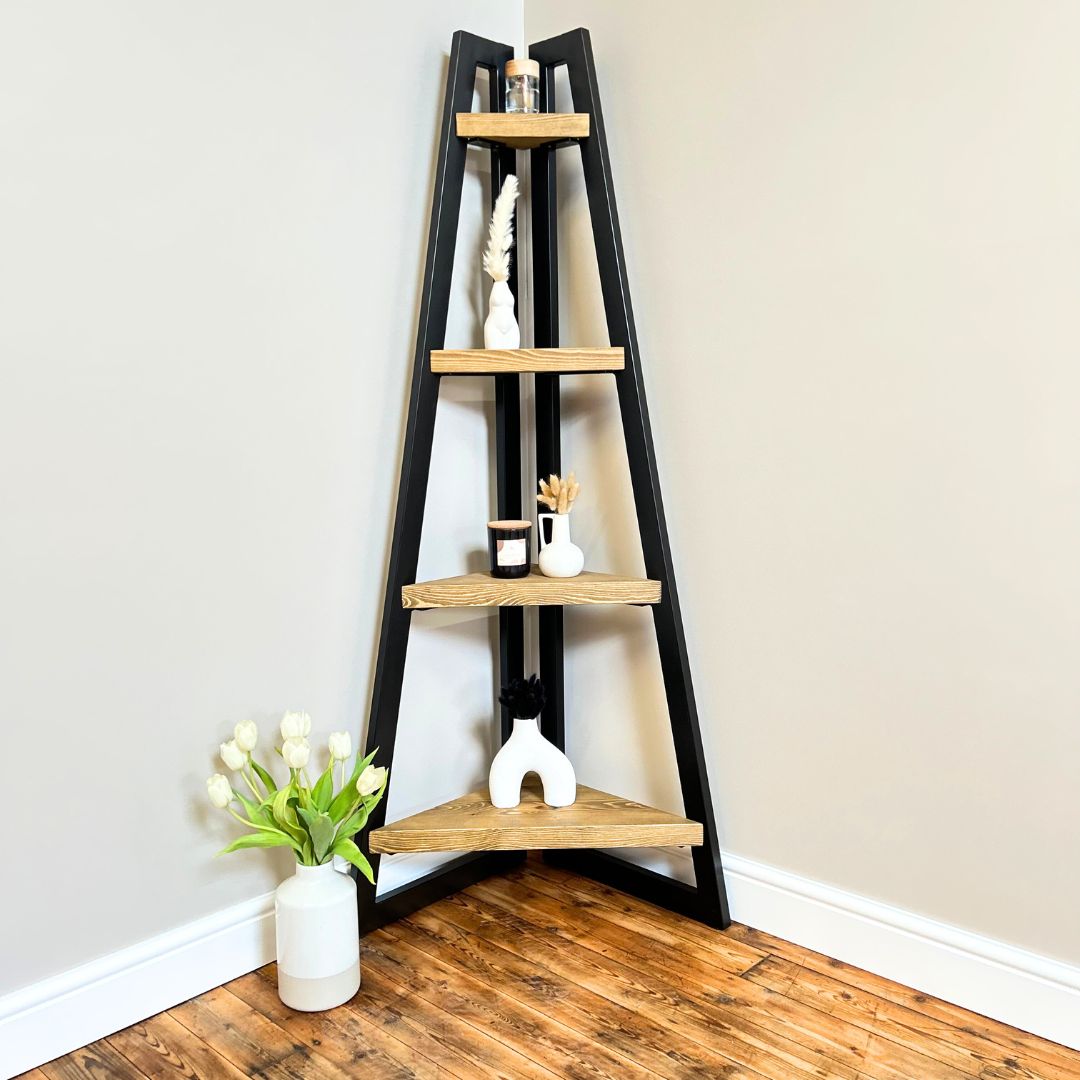 Rustic Wooden Corner Unit/Shelving handcrafted in the UK Shelving Masterplank UK