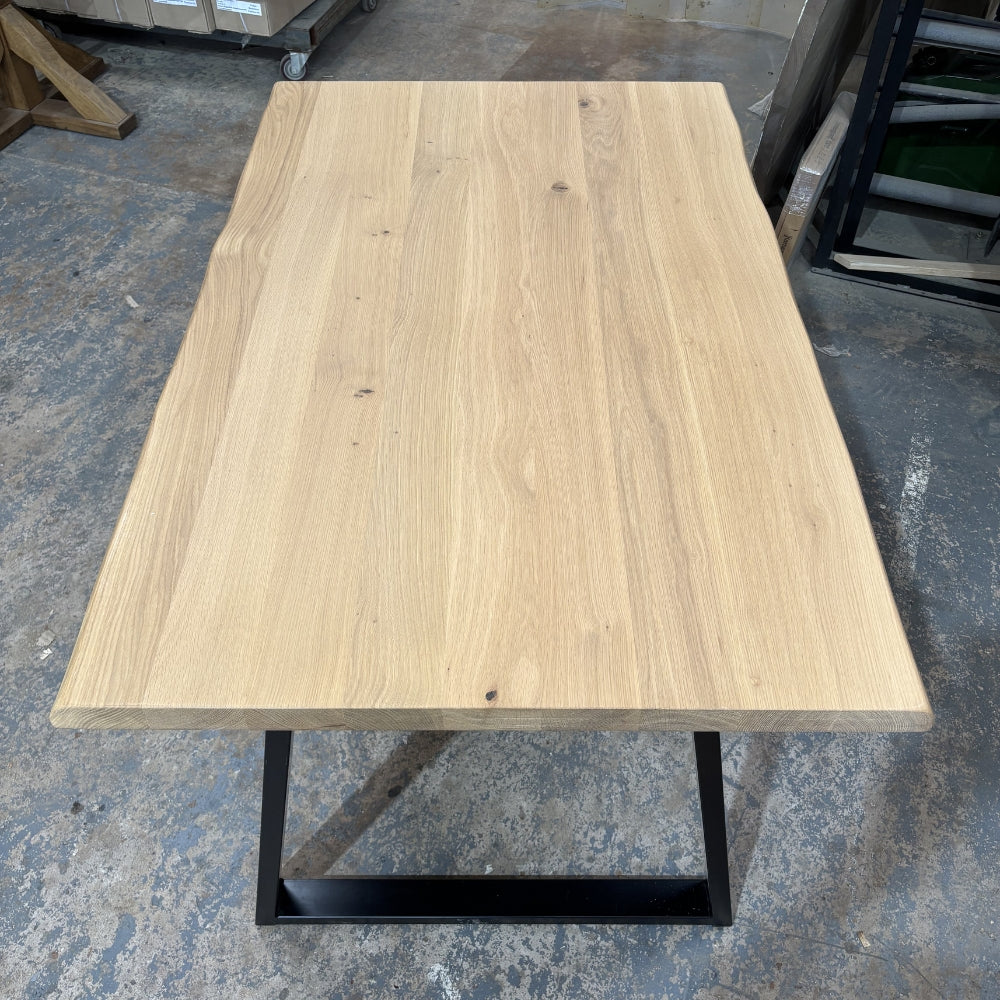 Outlet - Solid Oak 140cm x 90cm with Waney edge - Choice of legs - Stained in Mist