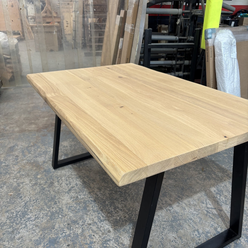 Outlet - Solid Oak 140cm x 90cm with Waney edge - Choice of legs - Stained in Mist