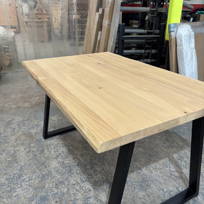 Outlet - Solid Oak 140cm x 90cm with Waney edge - Choice of legs - Stained in Mist