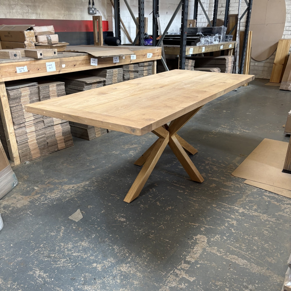 Outlet - Solid Oak Boscobel top 200cm x 90cm  - Choice of legs - Stained in Mist