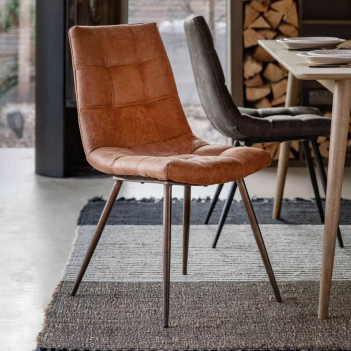 Bradoc Faux Leather Dining Chair Set of Two