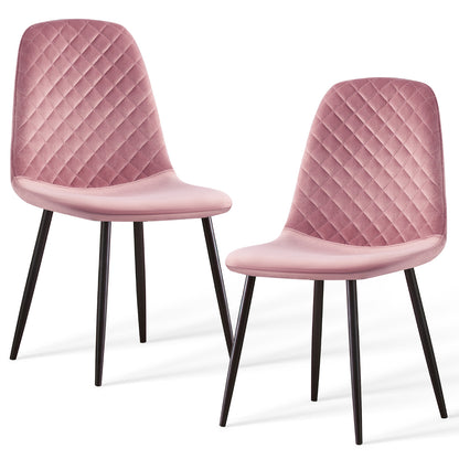 Caradoc dining chairs - Faux leather / Velvet - Set of Two