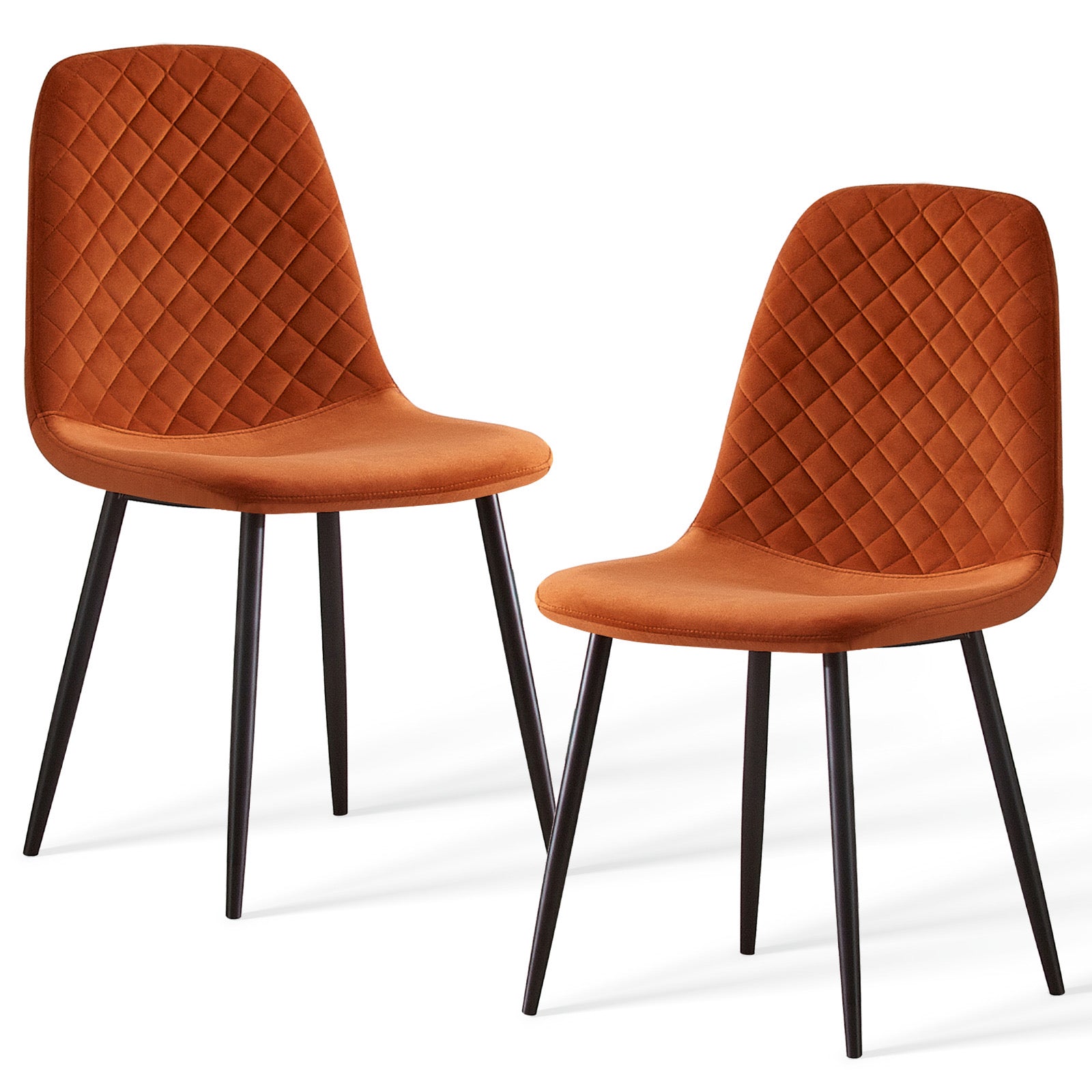 Caradoc dining chairs - Faux leather / Velvet - Set of Two