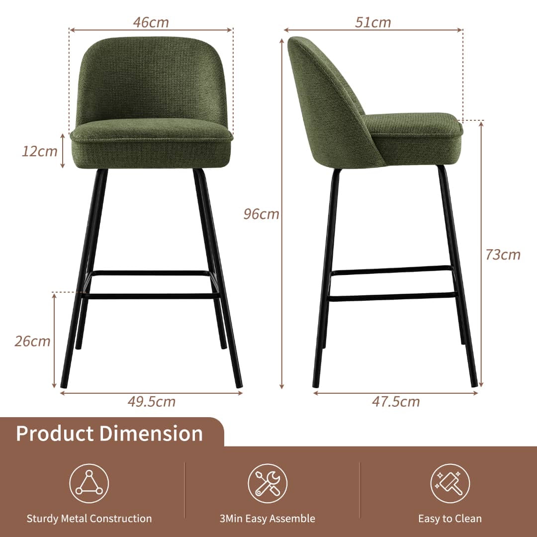 Churn Bar Stools Velvet Cushioned - Set of Two