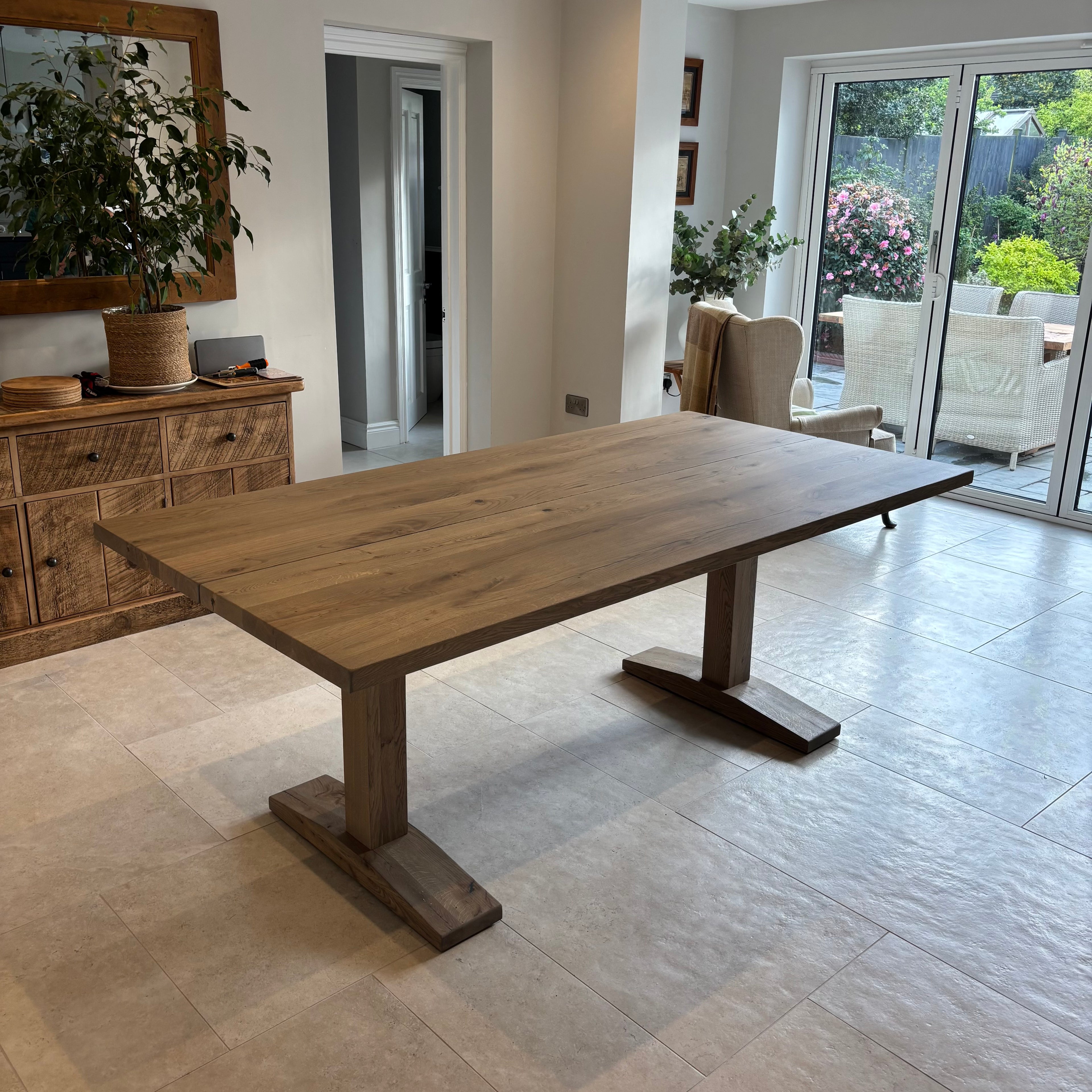 Burnan Solid Oak Dining Table Set - Oak Box legs