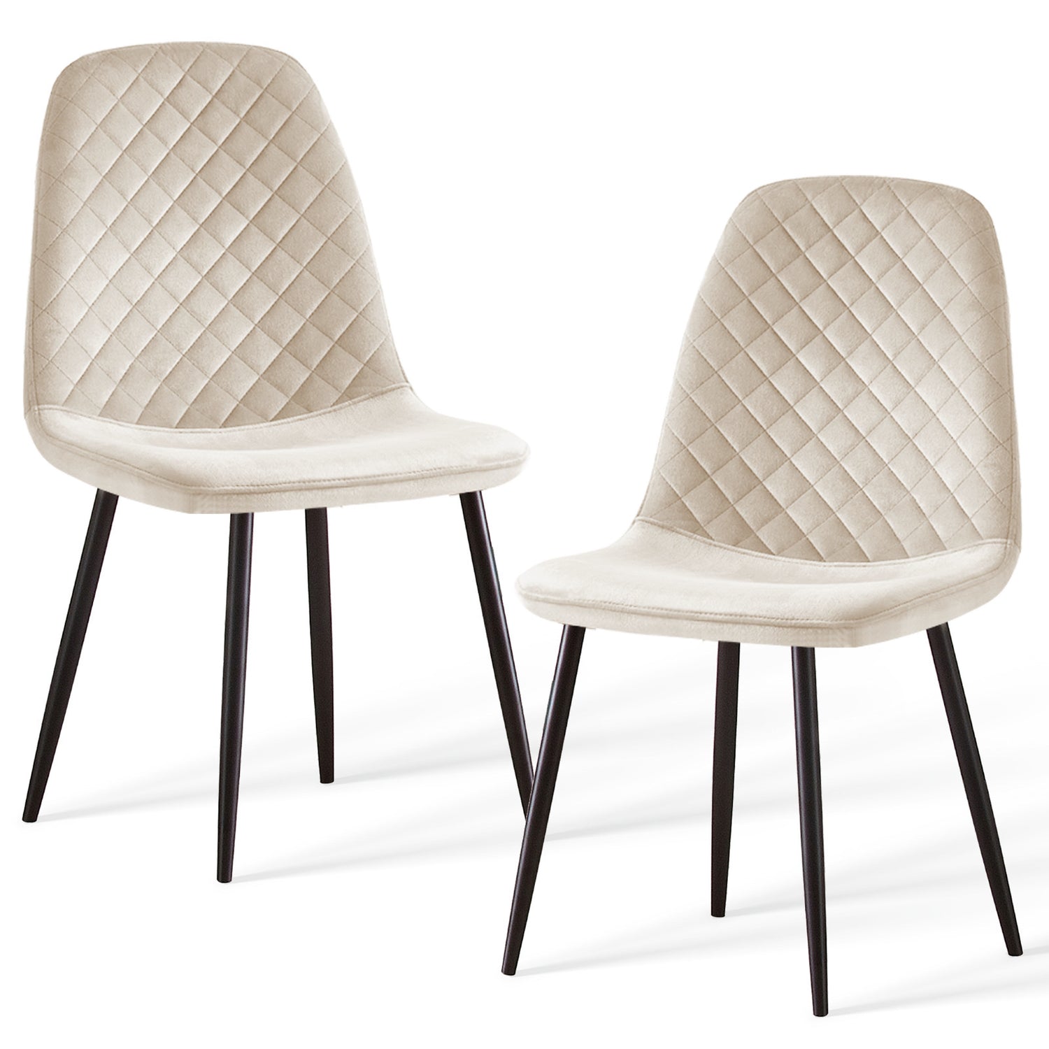 Caradoc dining chairs - Faux leather / Velvet - Set of Two