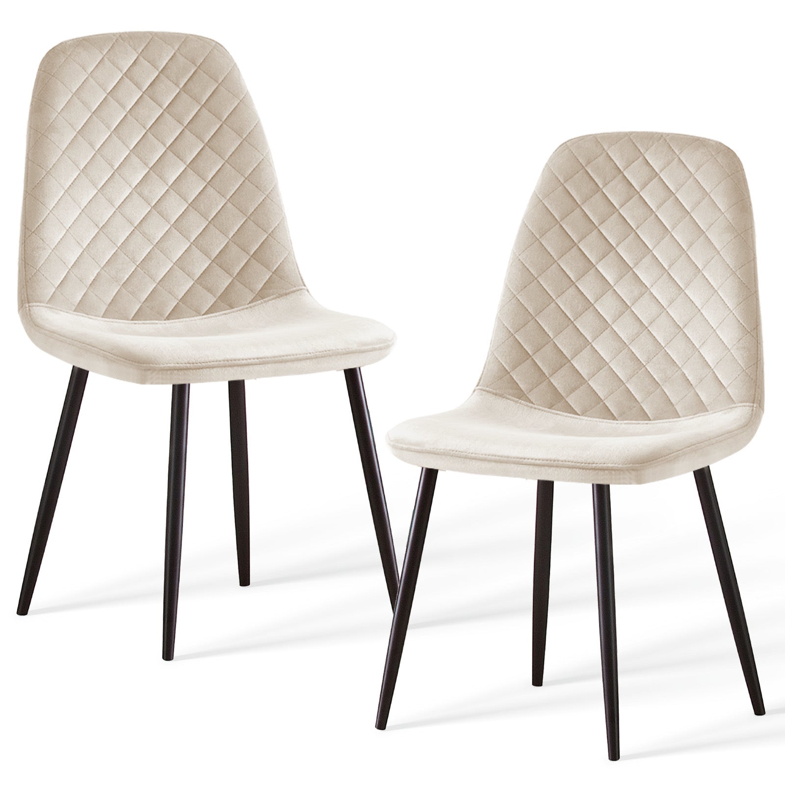 Caradoc dining chairs - Faux leather / Velvet - Set of Two