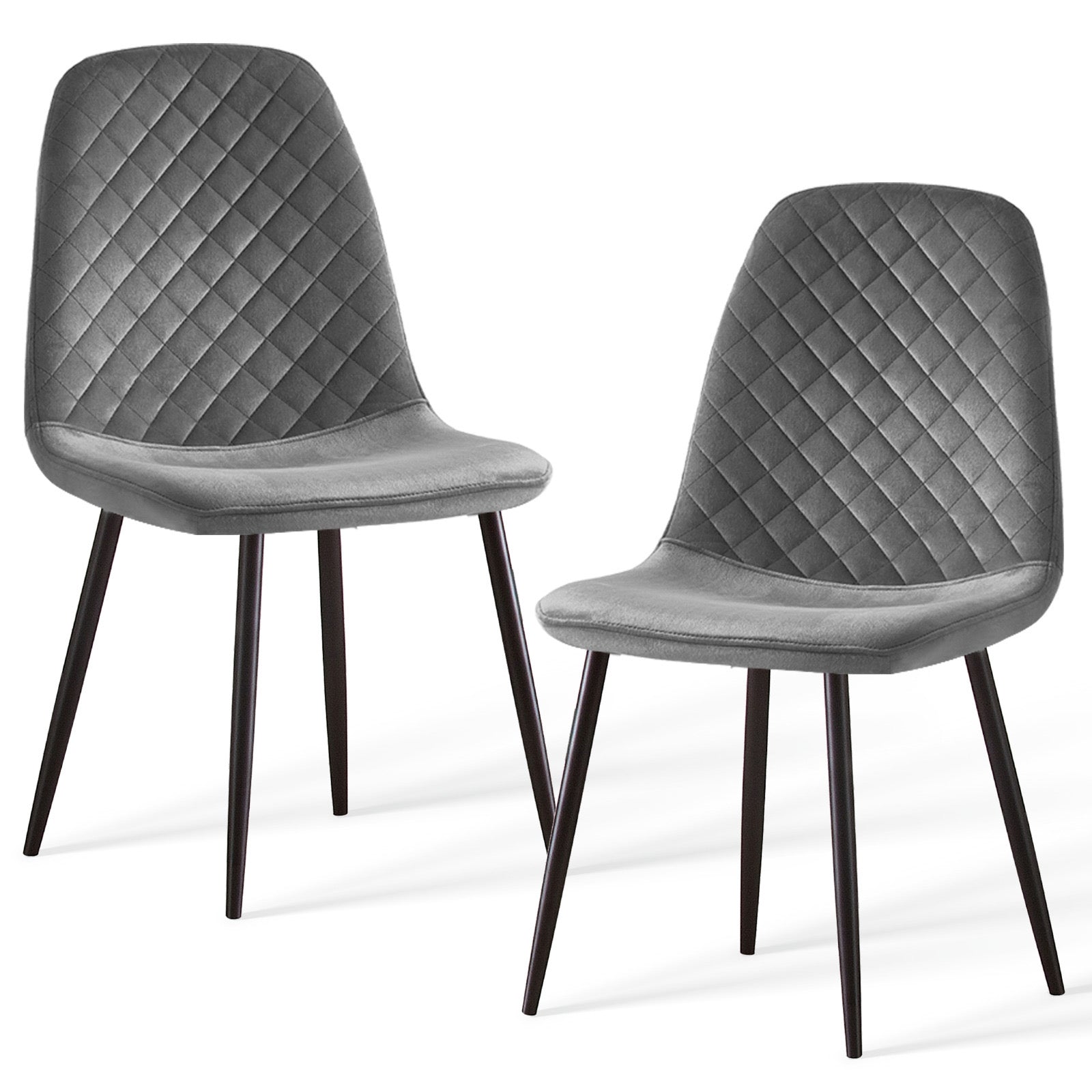 Caradoc dining chairs - Faux leather / Velvet - Set of Two