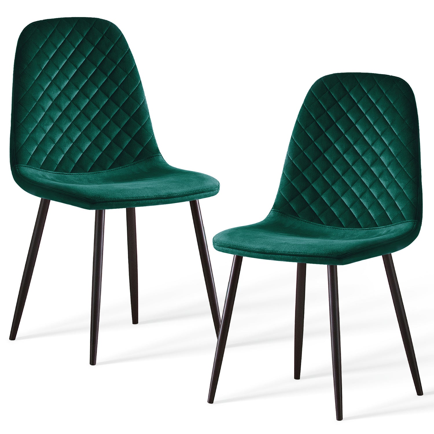 Caradoc dining chairs - Faux leather / Velvet - Set of Two