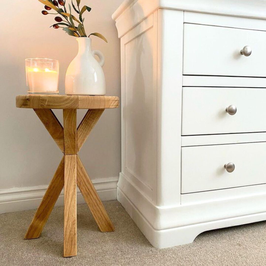 Rustic Wooden side table - Crossed leg table - Boston side table  Masterplank UK   