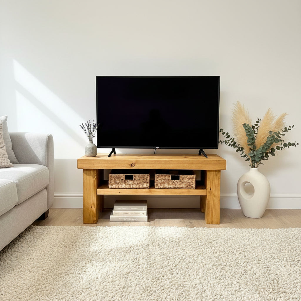 Bronson Chunky Rustic TV Unit coffee table with drawer option Tables masterplank-shop Small Shelf Only 