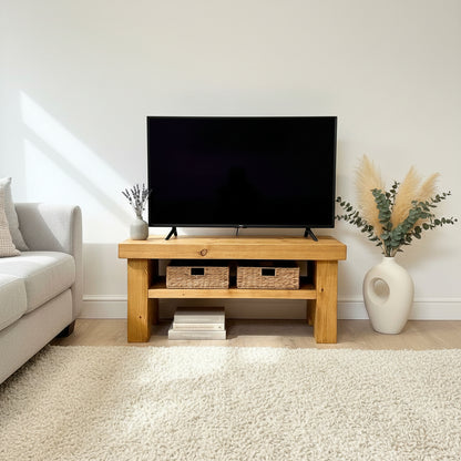 Bronson Chunky Rustic TV Unit coffee table with drawer option Tables masterplank-shop Small Shelf Only 