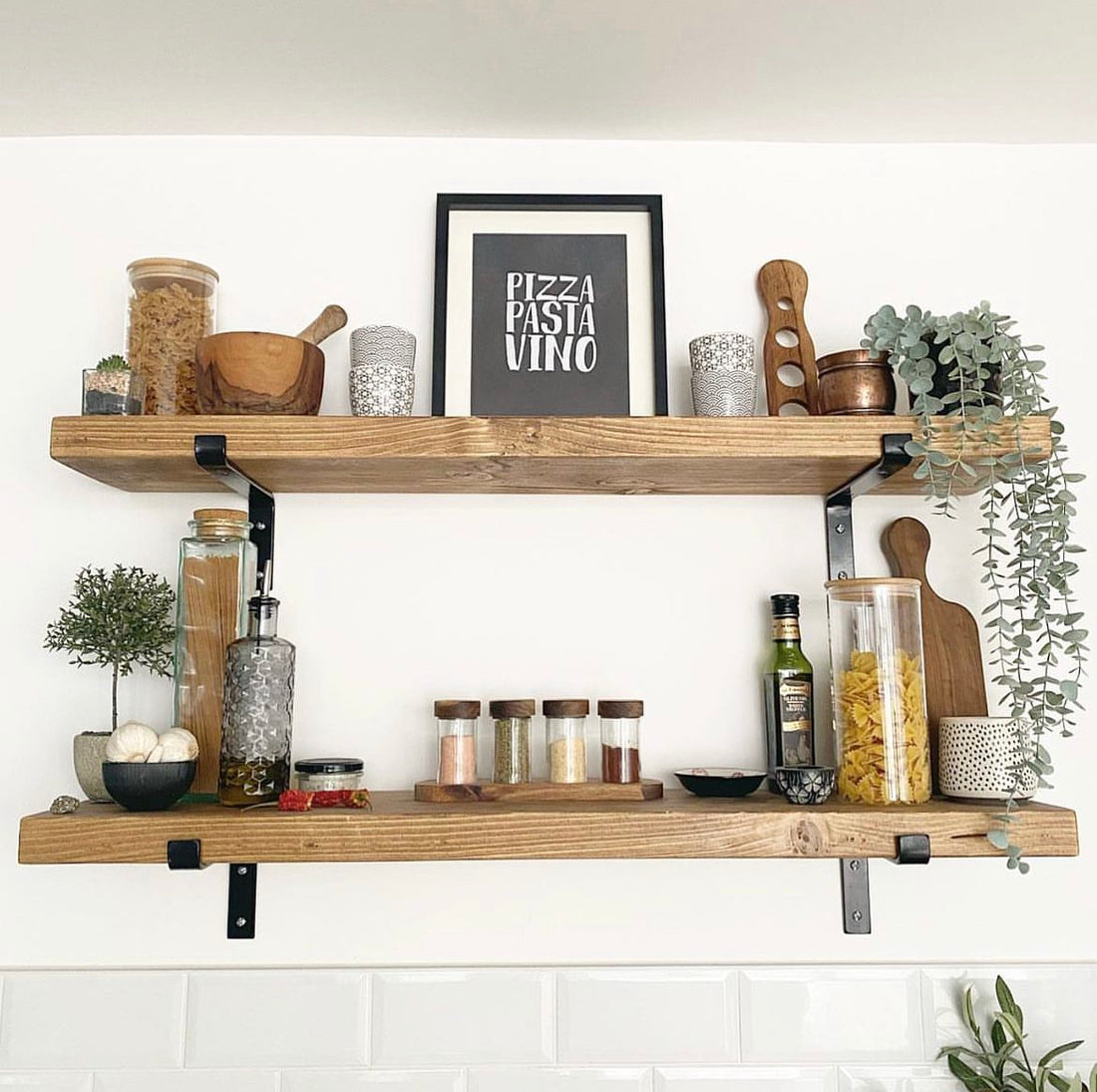 Pair of Rustic Wooden Shelves handcrafted in the UK Shelves masterplank-shop   