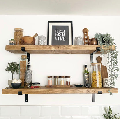 Pair of Rustic Wooden Shelves handcrafted in the UK Shelves masterplank-shop   