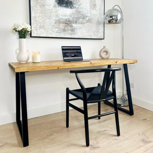Rustic Office Desk - Trapeze Legs