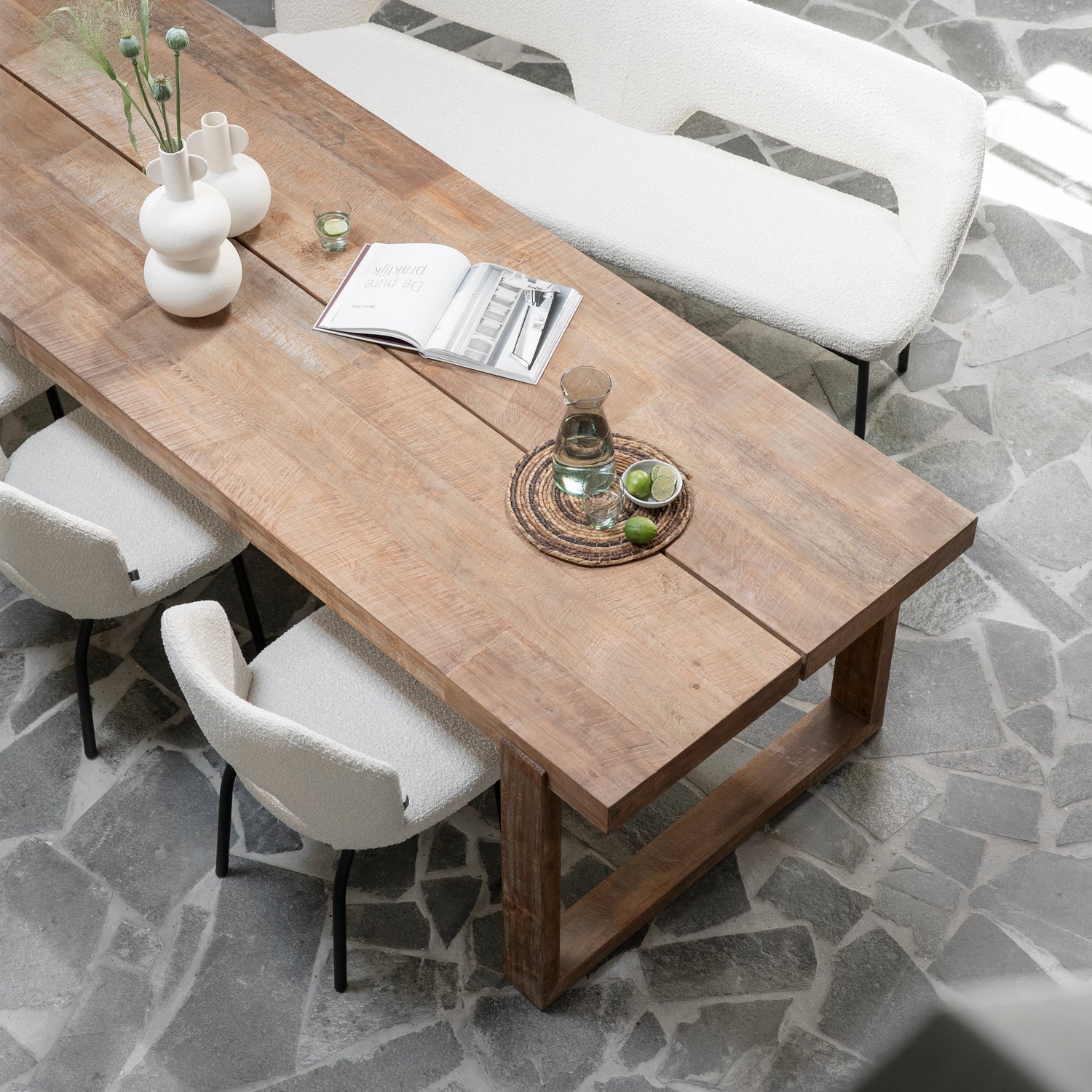 Burnan Solid Oak Dining Table Set - Oak Box legs masterplank uk