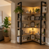 Solid oak corner bookcase handmade custom size