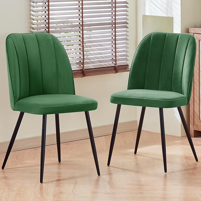 Hedger Dining Chairs - Velvet/Faux leather - Set of Two
