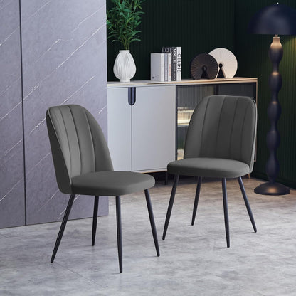 Hedger Dining Chairs - Velvet/Faux leather - Set of Two