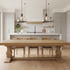 Wooden dining table on a white background