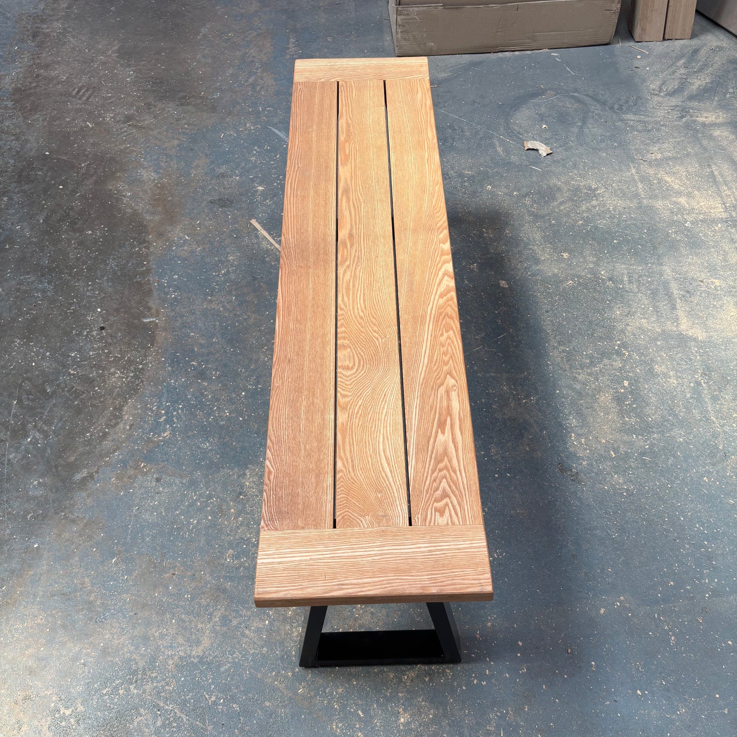 Ex Demo - Solid Ash Wooden Bench Thin Trapeze legs - 128cm x 30cm