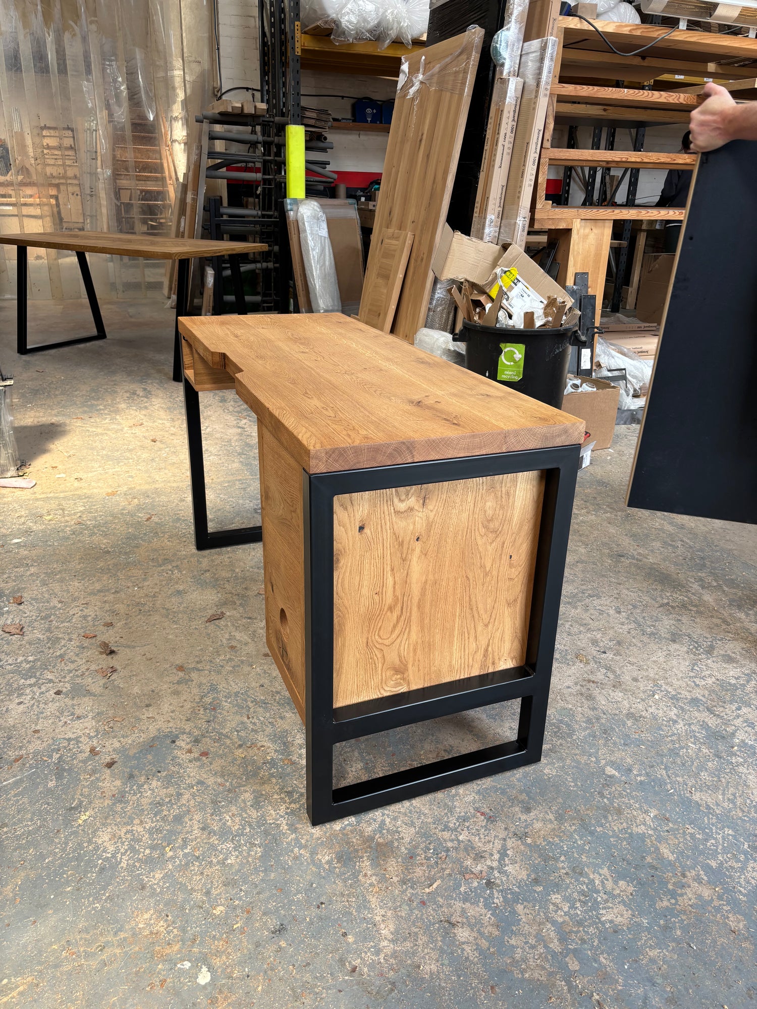 Solid Oak Dranter Desk  - Box frame legs