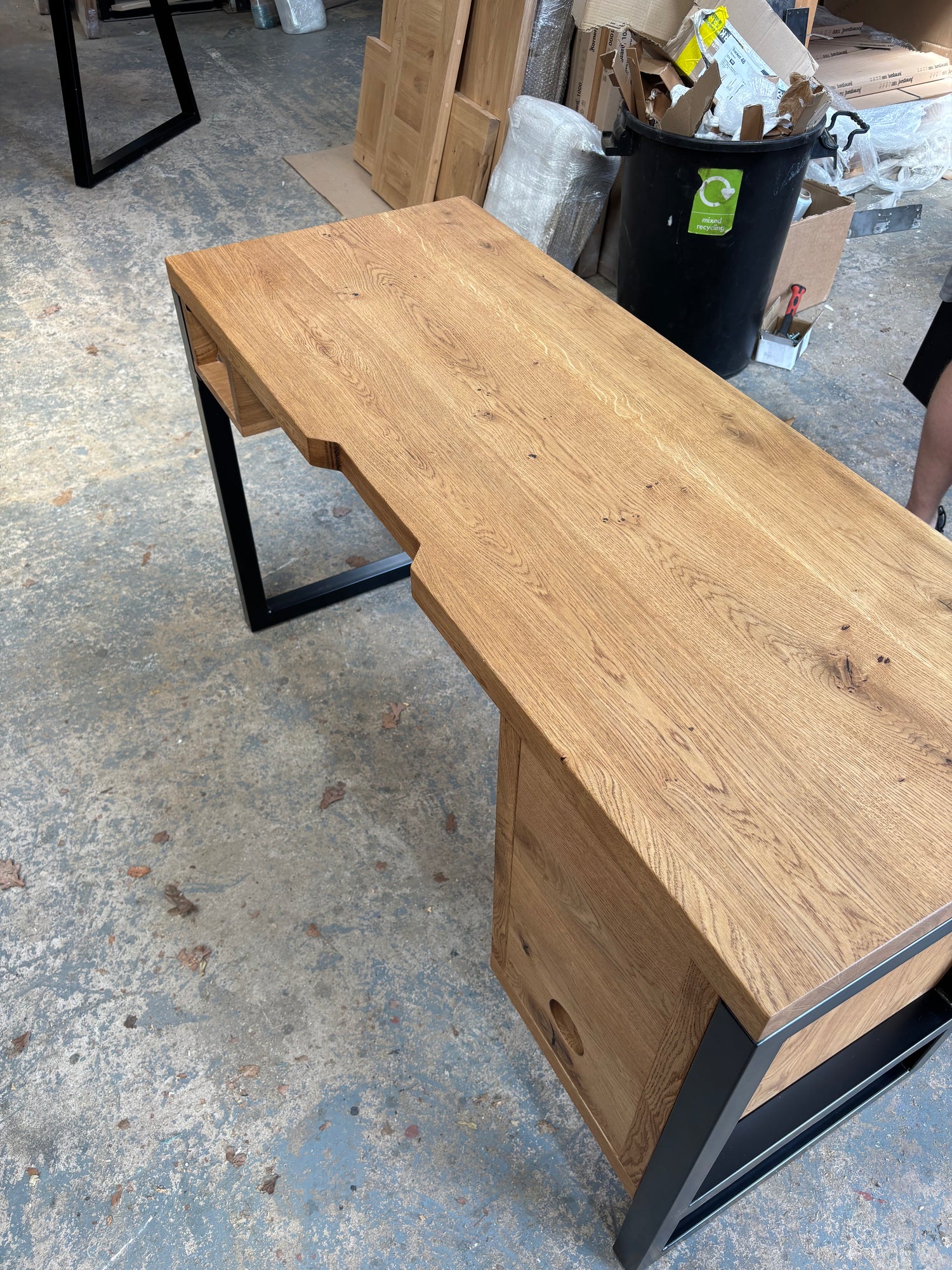 Solid Oak Dranter Desk  - Box frame legs