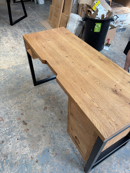 Solid Oak Dranter Desk  - Box frame legs
