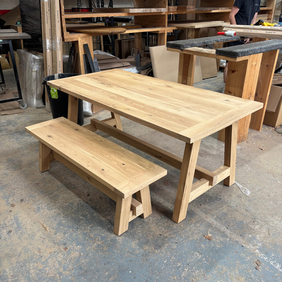 Outlet - Solid Oak Boscobel 240cm x 90cm TABLE ONLY NO BENCH - Stained in Mist