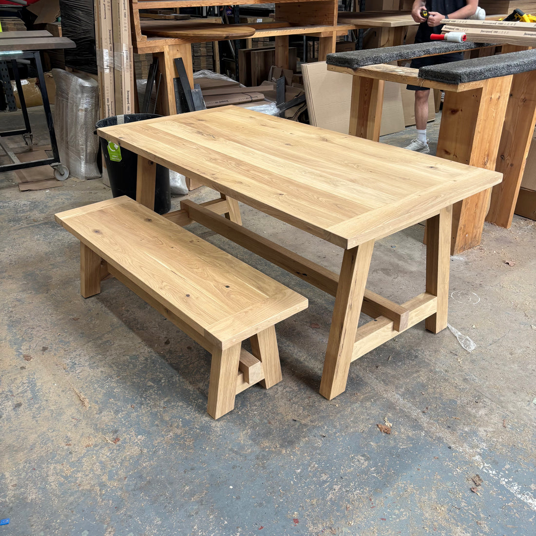 Outlet - Solid Oak Boscobel 240cm x 90cm TABLE ONLY NO BENCH - Stained in Mist