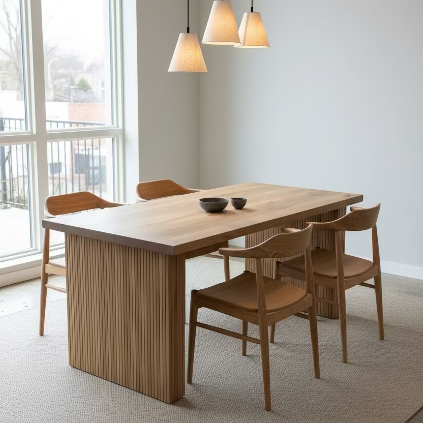Solid Oak Panelled base Dining Table