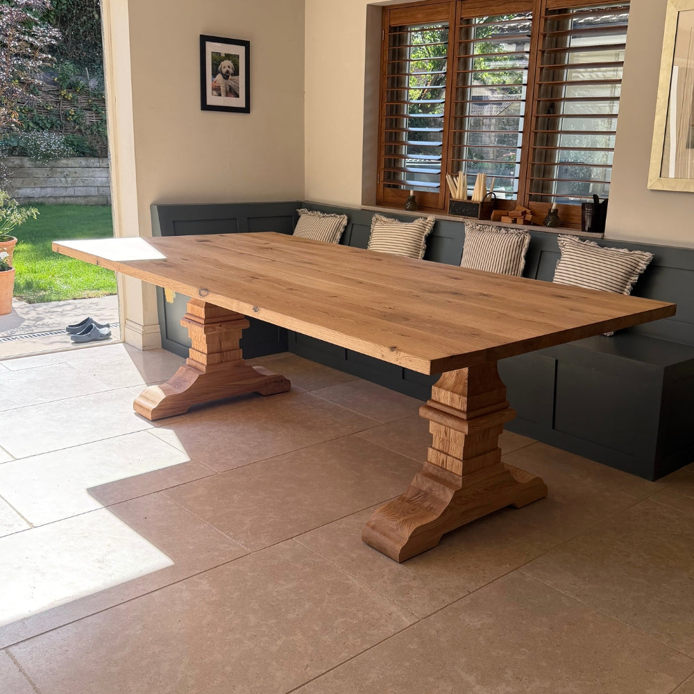 Luxor Solid Oak Dining Table Set - Oak blocked legs