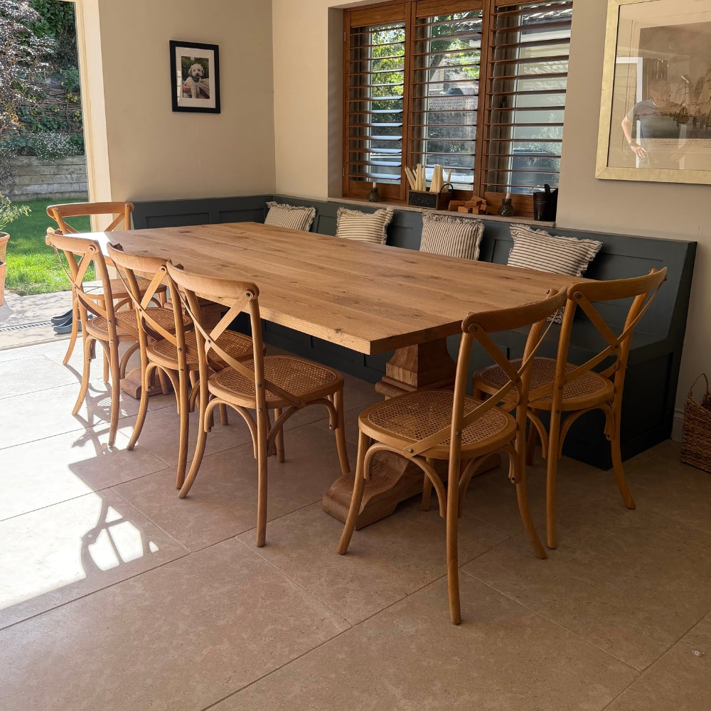 Luxor Solid Oak Dining Table Set - Oak blocked legs