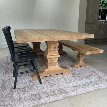 Luxor Solid Oak Dining Table Set - Oak blocked legs
