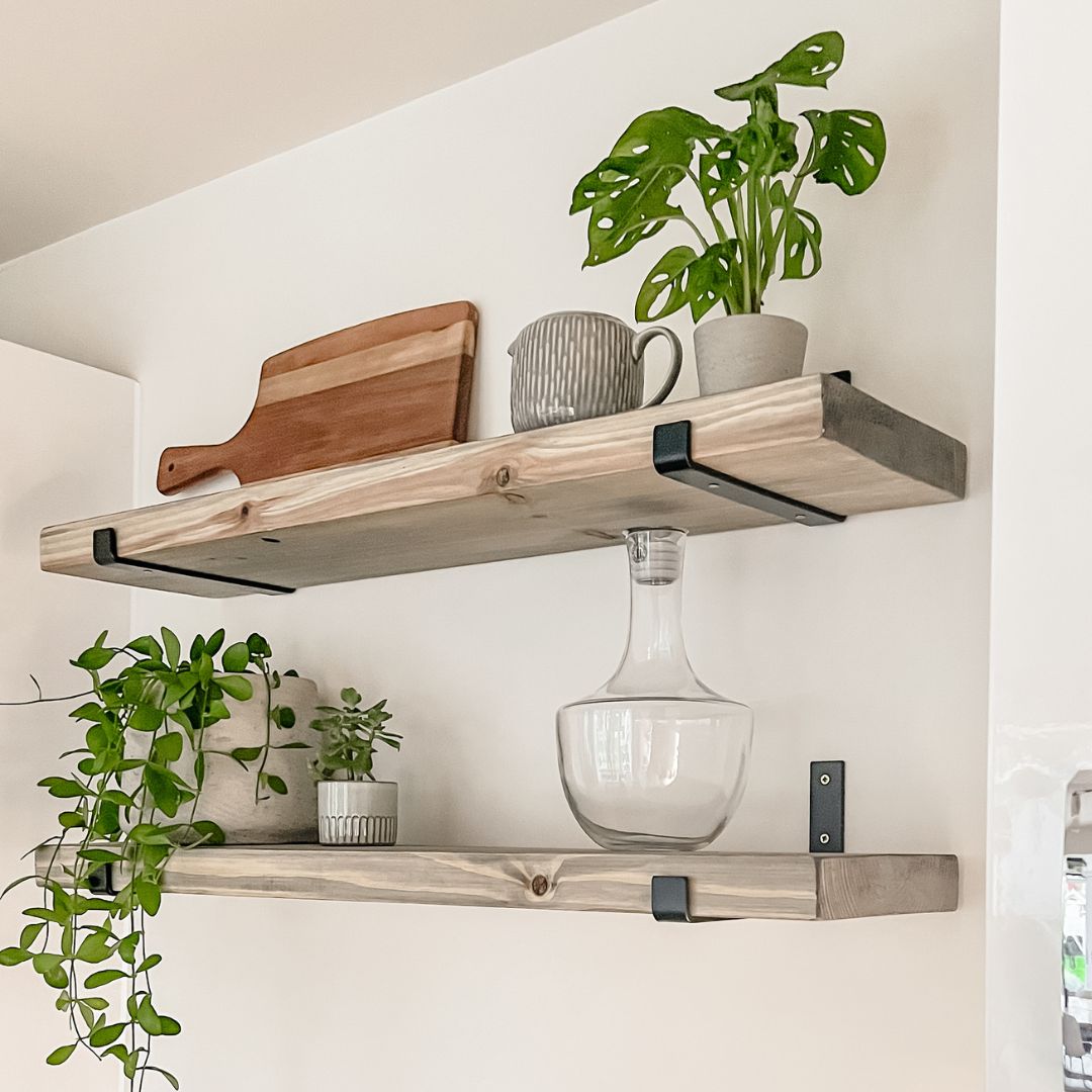 Pair of Rustic Wooden Shelves handcrafted in the UK Shelves masterplank-shop   