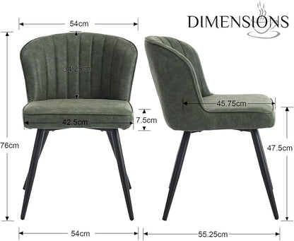 Quilted PU Leather Dining Chairs - Set of Two