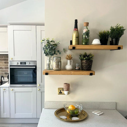 Pair of Rustic Wooden Shelves handcrafted in the UK Shelves masterplank-shop   